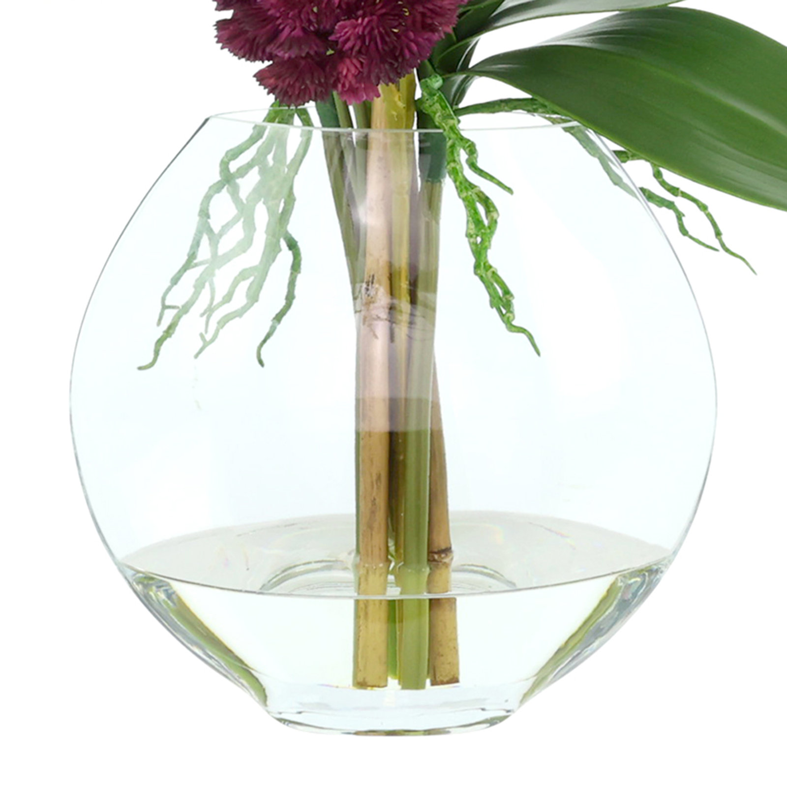 Orchid and Sedum Floral Arrangement in Vase