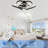 22" Black Modern Flush Mount Low Profile Ceiling Fan with Light and Smart APP Control