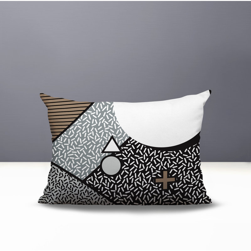 Brixa Abstract Reversible Indoor/Outdoor Rectangle Pillow, Rectangular 14"H x 20"W, Beige