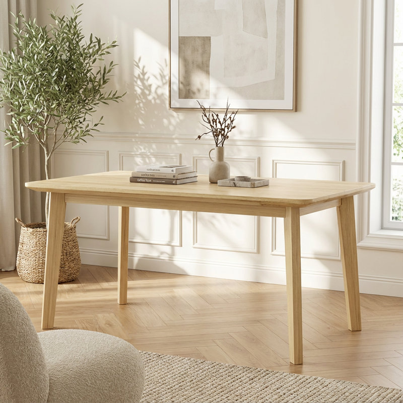 Table de salle à manger en bois massif au design minimaliste, Natural