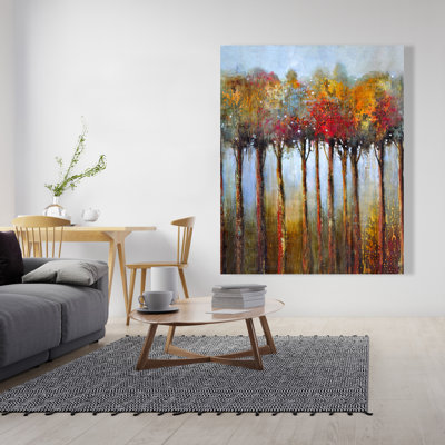 Feuilles colorées - Décoration de chambre en toile bleue