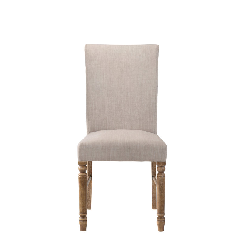 Ensemble de 2 chaises d'appoint Leventis en lin crème et chêne vieilli