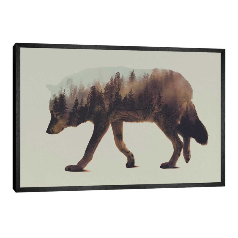 Wolf I by Andreas Lie - Print on Canvas, 101.6 cm H x 66.04 cm W, Black Floater Framed