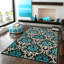 Tapis bleu à motif floral Haldis-766431060