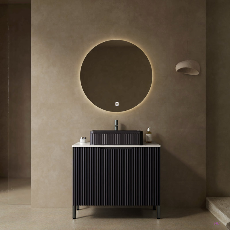 Meuble-lavabo autoportant de 30 po avec 2 portes, lavabo en céramique et comptoir Carrara