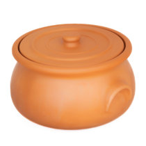 Handmade Clay Pot for Cooking with Lid, Unglazed Earthenware Yogurt Pots, Medium, Brown