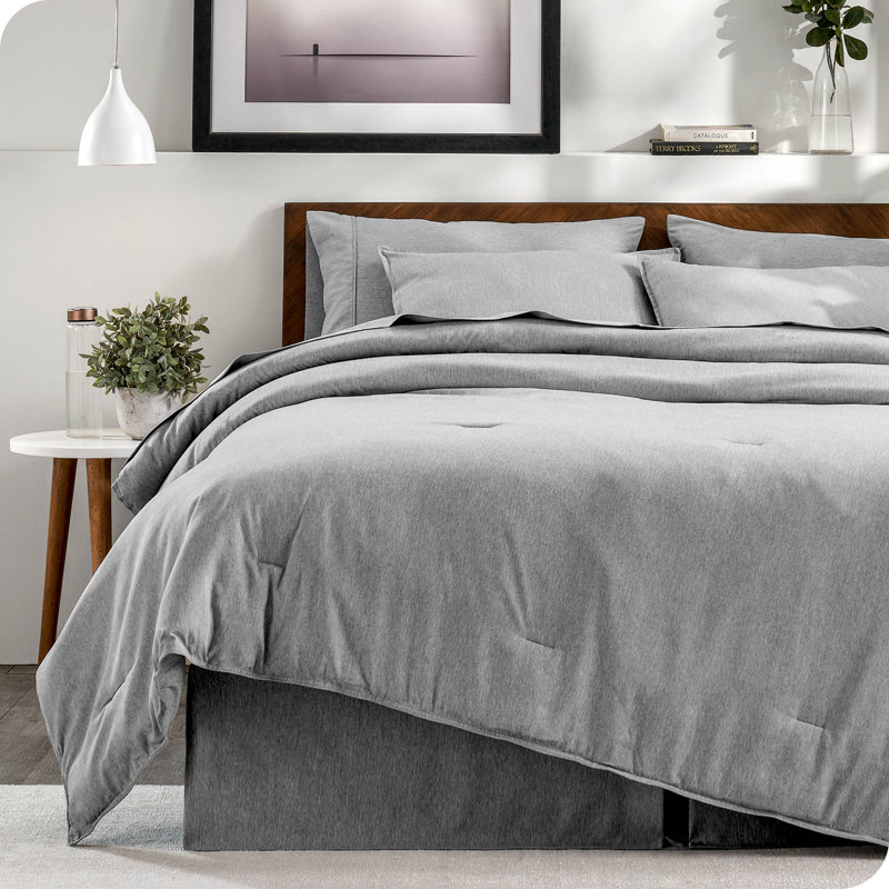 Heather Pebble Queen Microfiber Down Alternative Bedding Set