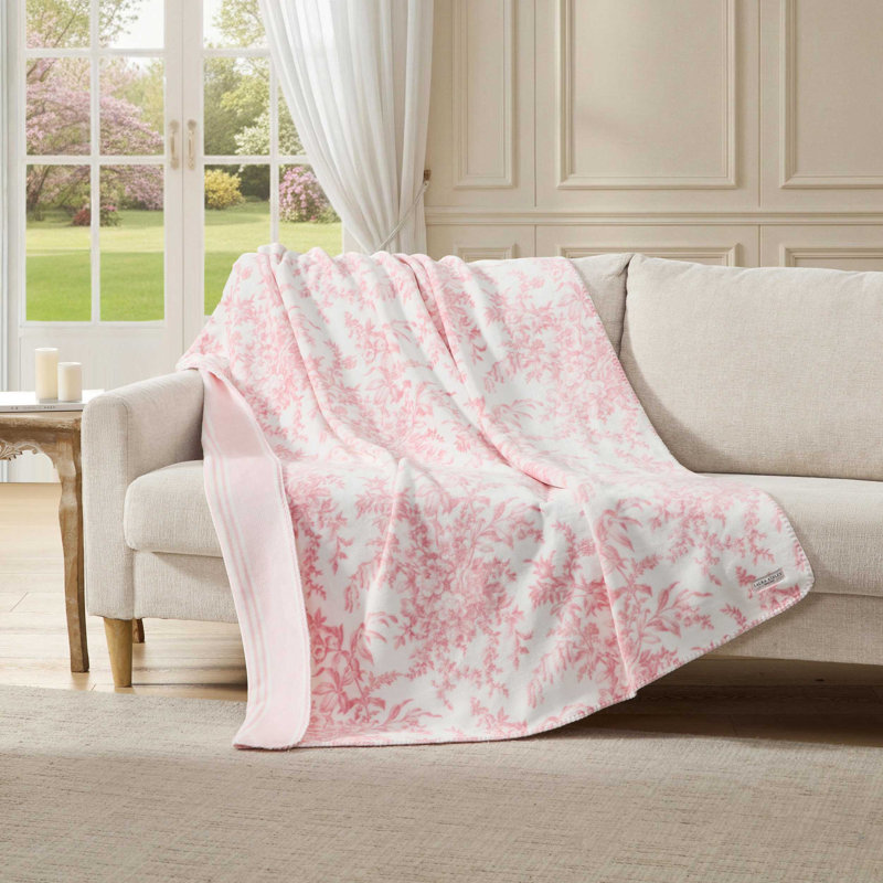 Jeté réversible en peluche rose Laura Ashley Bedford, Bedford rose