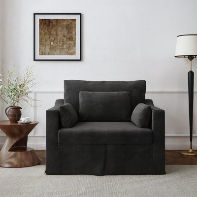 Eulon 42'' Upholstered Slipcovered Loveseat