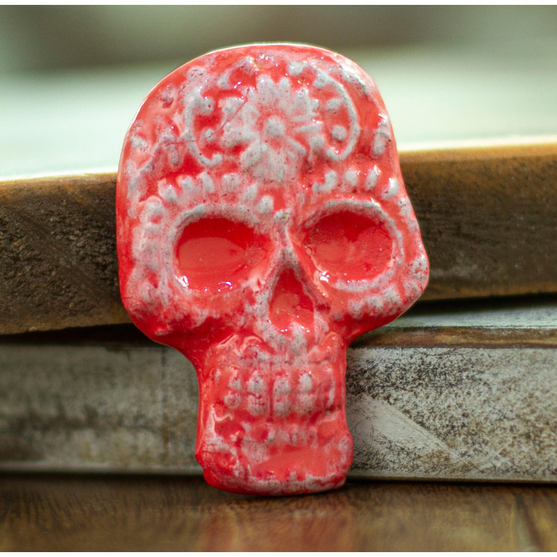 Bungalow Rose Handmade Bright Skull Ceramic Magnet