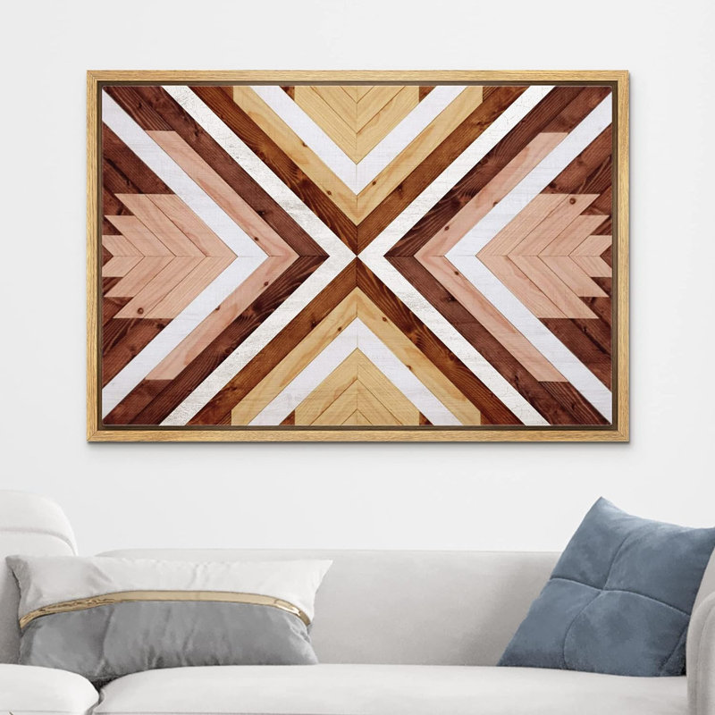 Impression sur toile, motif de bois brun naturel, Cadre naturel flottant, H 16 po x l 24 po x P 1,5 po