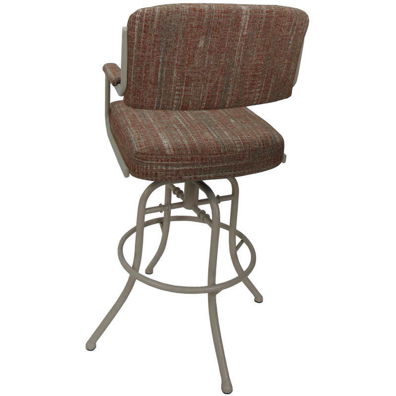 Tabouret de comptoir pivotant 26 po Gurpriya, Mélange de polyester rouge / cadre beige