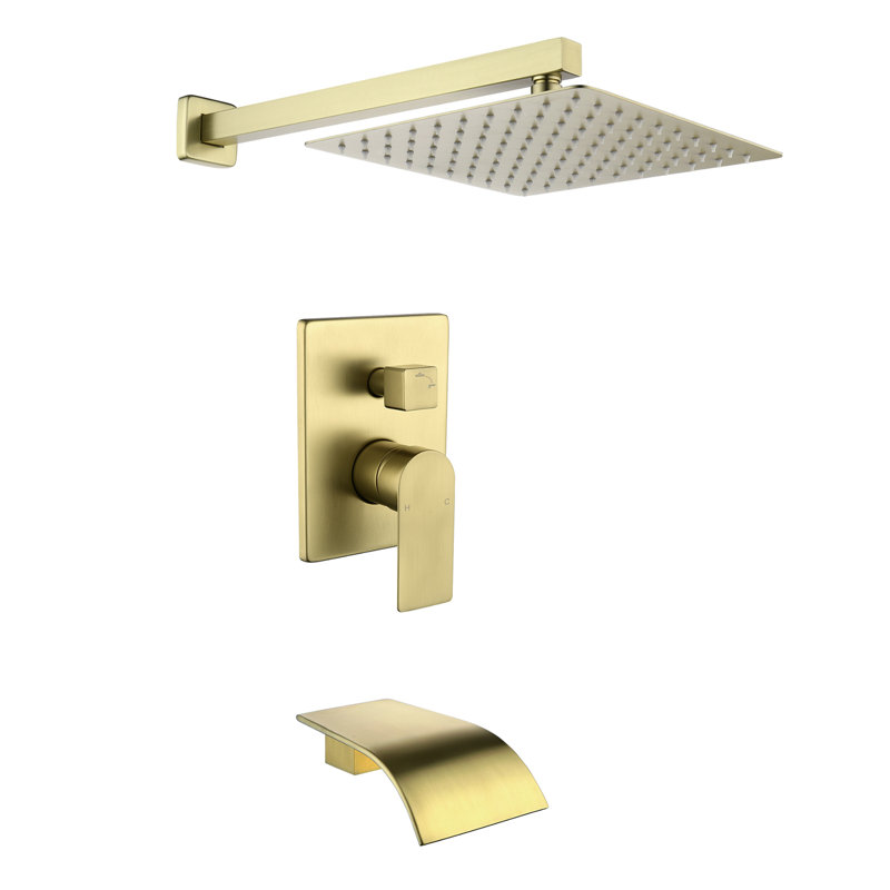 Pressure-Balanced (Temperature Control Only) Complete Shower System, Brushed Gold