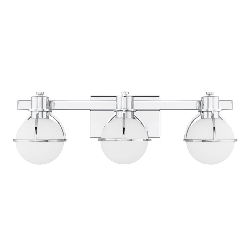 Pierce 3-Light Bathroom Vanity Light in Chrome, Chrome, 3 Lights, 7.5" H x 24" W x 5.13" D