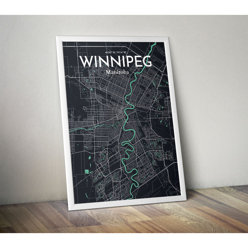 Winnipeg City Map - No Frame Print, 70 cm H x 50 cm W