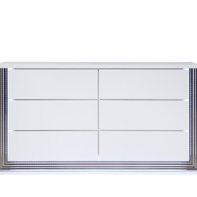 Commode lune lisse blanche avec DEL