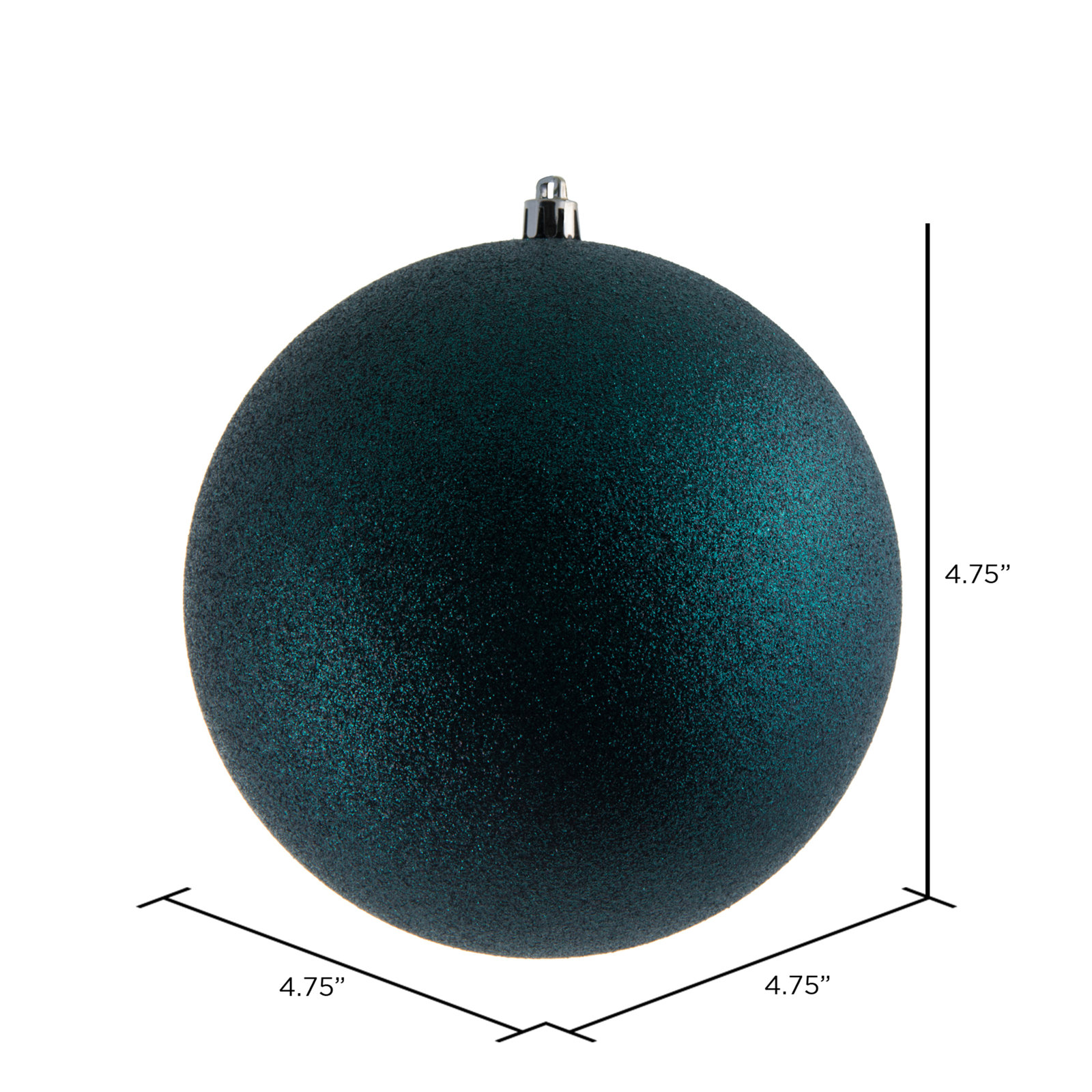 Shatterproof Bauble, 4.75" H x 4.75" W x 4.75" D, Midnight Green Glitter
