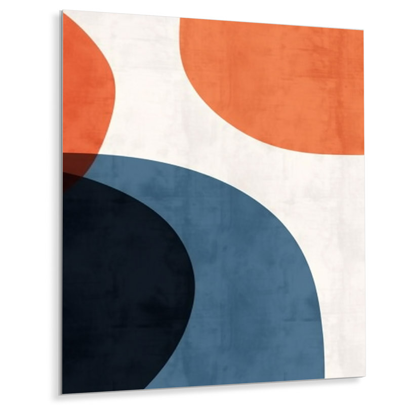 Bleu et orange motif minimaliste bohème 1 - art mural minimaliste en métal, H 20 po x l 12 po x P 1 po