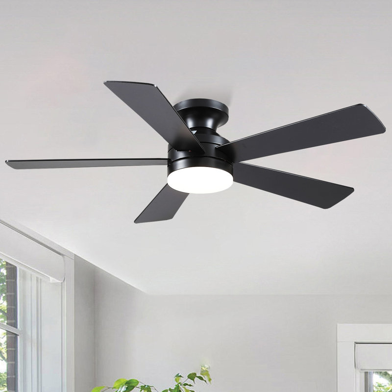 46" Low Profile Ceiling Fan Light With Remote/app Control, Black