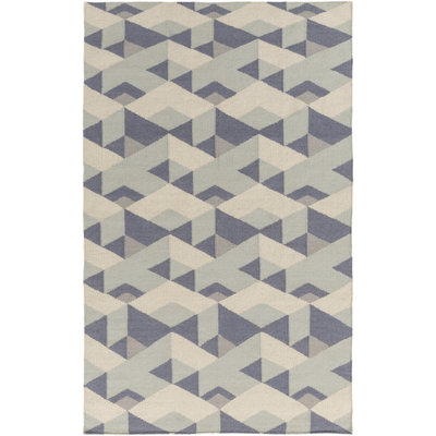 Tapis noir / gris en laine / coton tissé à la main Fruggiero