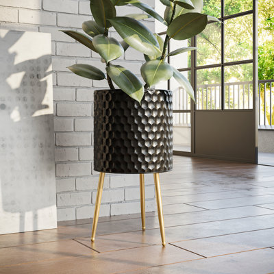 Jardinière en métal Jailenne avec base en métal à 3 pieds