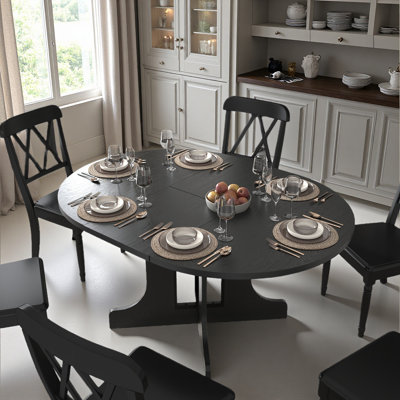Plateau de table de salle à manger extensible 59 po x 43 po avec rallonge amovible et base en forme de X