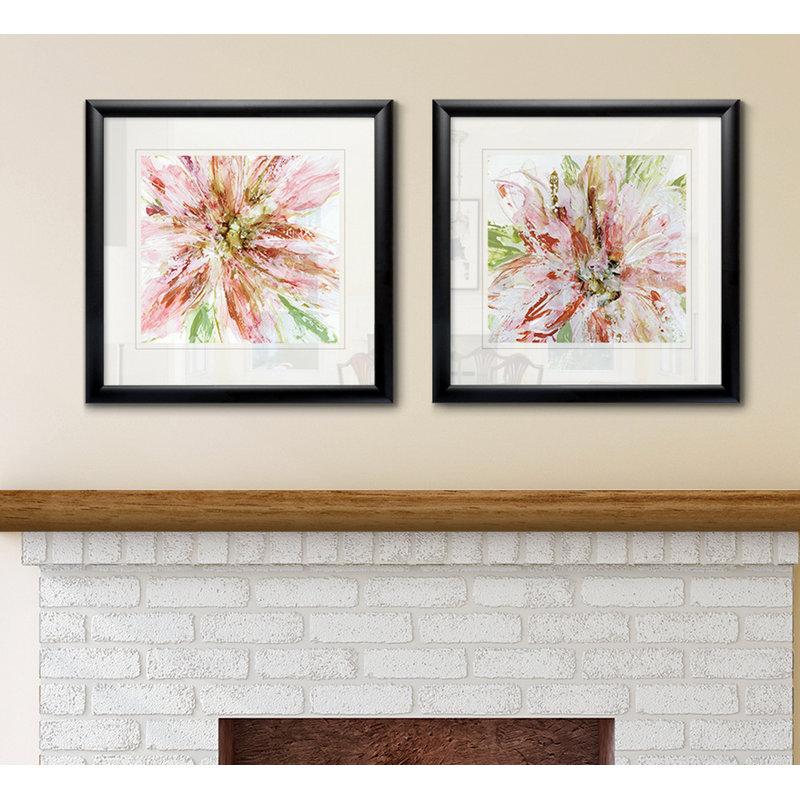 « floral strokes i », ensemble de 2 reproductions encadrées, Cadre noir