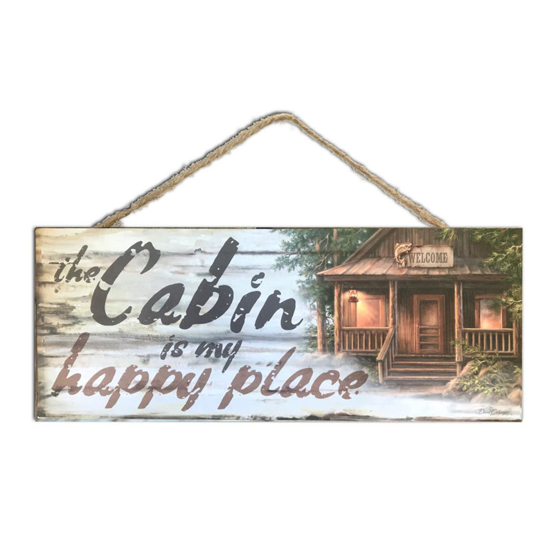 Enseigne en bois Cabin Happy Place