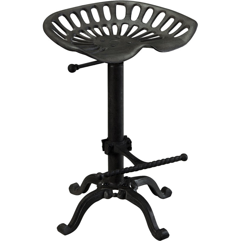 Chaise de bar noire réglable en hauteur sans dossier 23 po avec repose-pieds