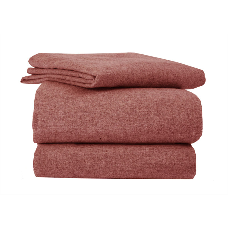 Flannel Standard Sheet Set, King Sheet Set + 1 Fitted Sheet + 2 Pillowcases, Brandy