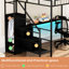 Lit double avec bureau en L, lumières à DEL et matériaux de qualité - Meuble de qualité supérieure