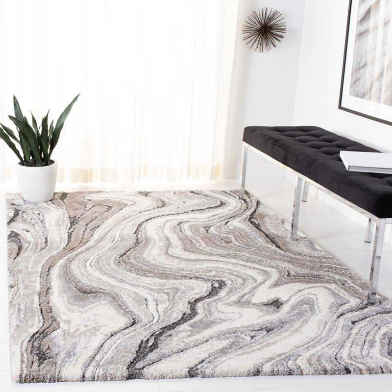 Makenna Power Loom Gray/Ivory/ Taupe Rug, Rectangle 8' x 10'