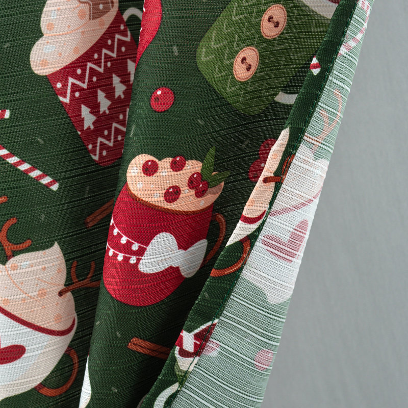 Keymiyah Hot Cocoa Christmas Holiday Kitchen Curtain