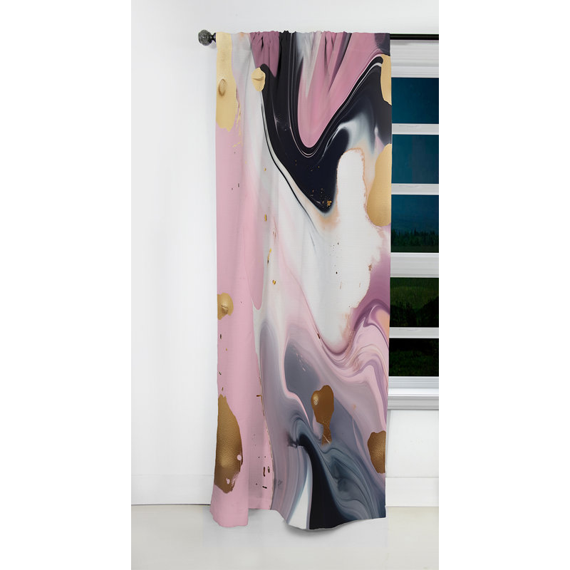 Addie - Rideau occultant en marbre abstrait 1 panneaux, L 52 po x L 108 po