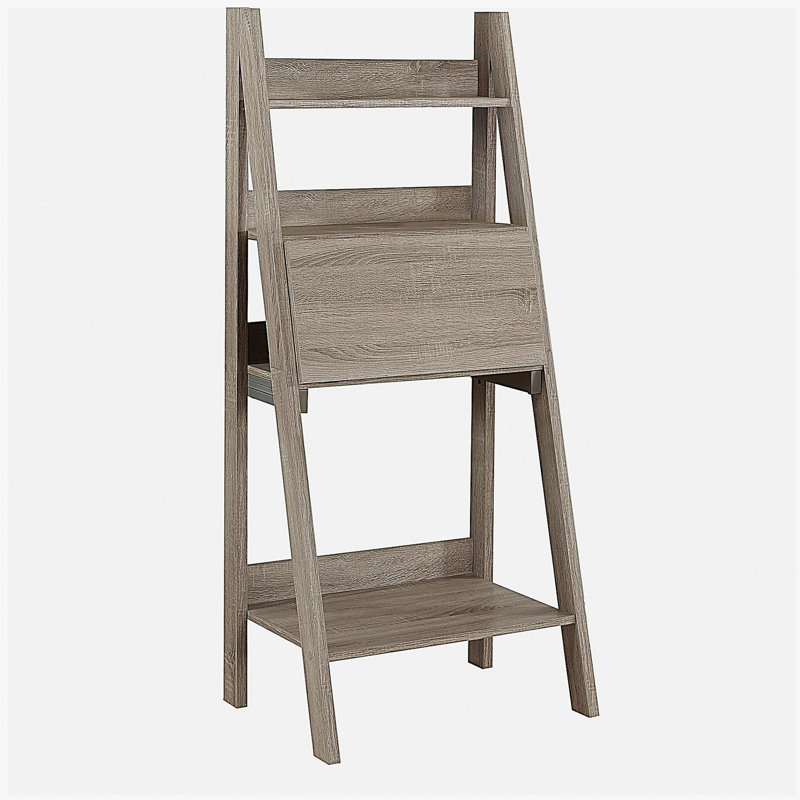 Bureau d'ordinateur, bureau personnel, ordinateur portable, incliné, H 61 po, travail, tablettes de rangement, stratifié brun, contemporain, moderne