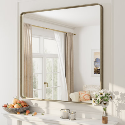 Aevar Tempered Glass and Aluminum Alloy Framed French Cleat Mounted Wall Mirror