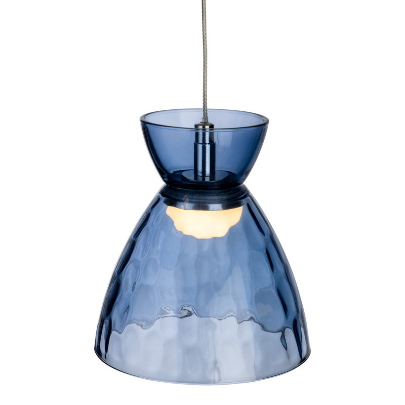 1 - Light Chrome LED Dome Pendant, Blue 
