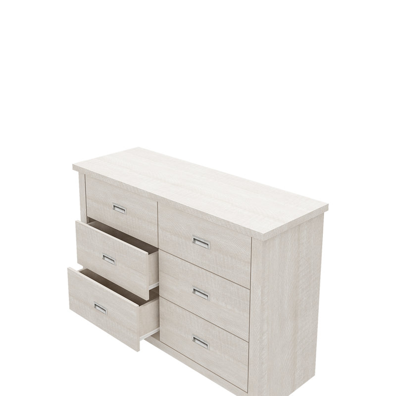 Khiri 6 Drawer 46" W Dresser, Dusty Gray Oak