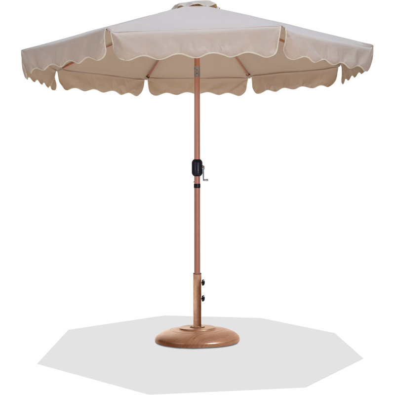 Ensemble de parasol en aluminium avec passepoil Amalfi, Teck, Beige