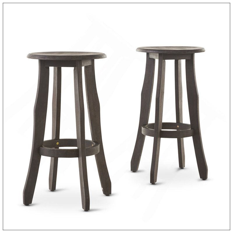 Tabouret de bar Pike en bois d'acacia durable, design rustique pour le confort et le style extérieurs