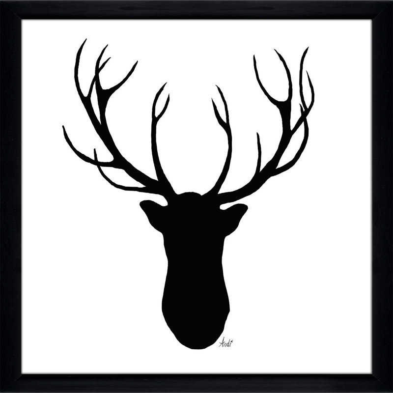«Deer Head Silhouette», impression, H 25,5 po x l 25,5 po x P 1 po, Cadre noir