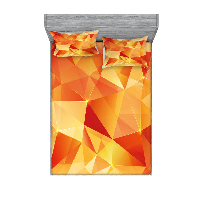 Microfiber Geometric Sheet Set, Queen Sheet Set with Fitted Sheet