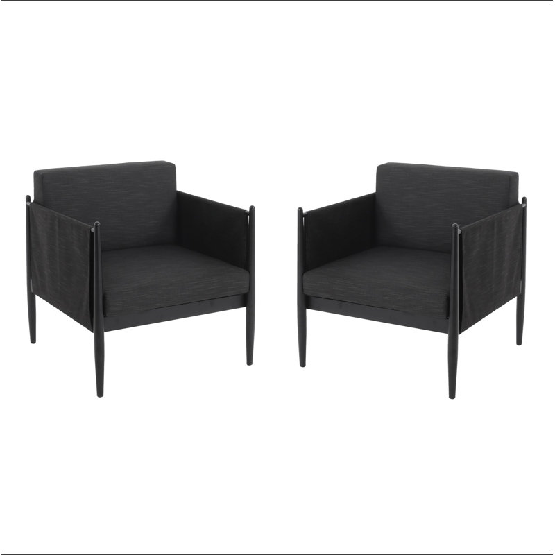 DAWSON OUTDOOR PATIO 2PCS ALUMINUM CLUB CHAIR, Black