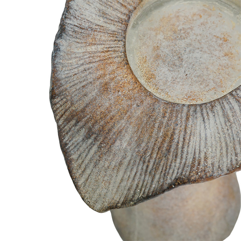 Porte-bougie champignon abstrait en ciment - gris / brun, H 9,3 po x l 6,1 po x P 7,1 po