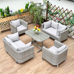 Taemon 6 - Person Patio Conversation Sets with Cushions