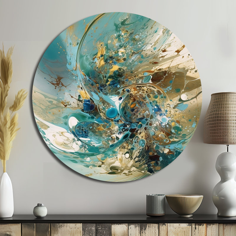 Clytee - Décoration murale abstraite ronde en métal, H 36 po x l 36 po x P 1 po