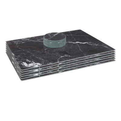 Harbour Housewares - 12pc Glass Placemats & Round Coasters Set