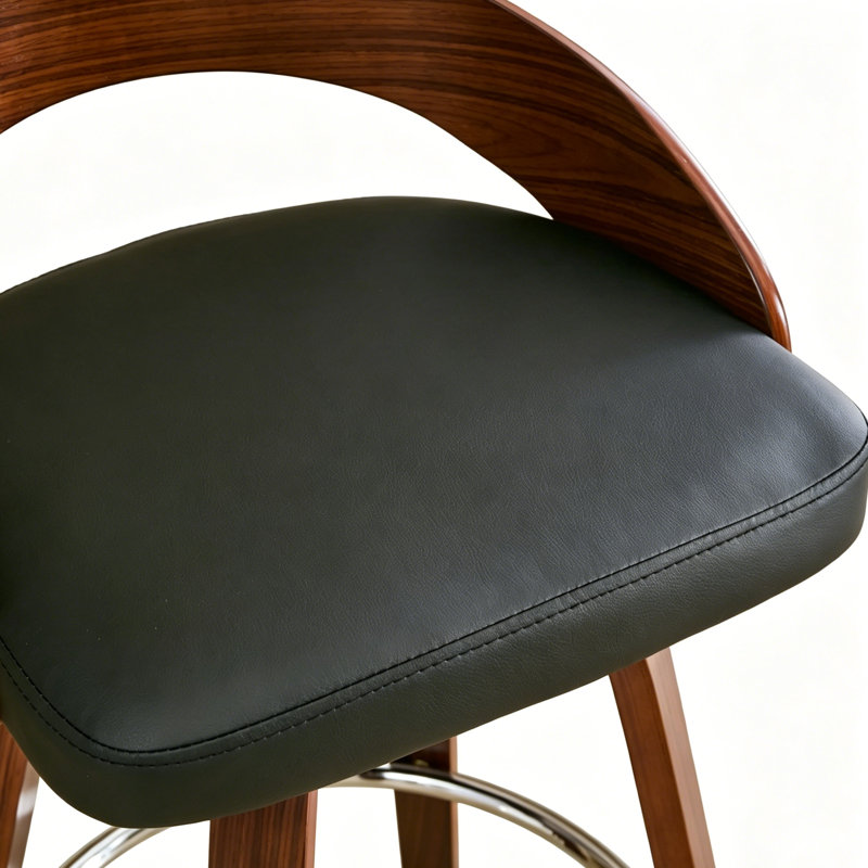 Ensemble de 2 tabourets de bar, tabourets de bar pivotants à dossier bas, chaises de bar en bois avec coussin moelleux, Noir