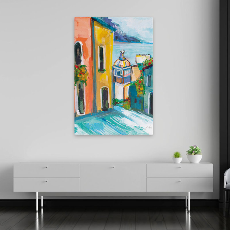 Art de Positano III, côte d'Amalfi et Italie, H 60 po x l 40 po