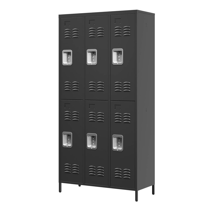 Casiers en métal 72 po avec serrure de 72 po, armoire à 6 portes pour divers besoins, casiers noirs, espace de rangement suffisant pour les employés, différents espaces convenables,